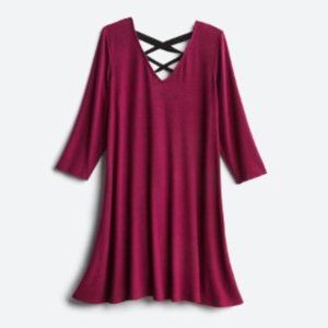 Fortune + Ivy, 2X, Burgundy, Catherine Cozy Hacci Dress